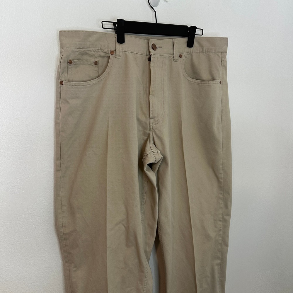 Faconnable Straight Leg Pants Mens 38 R Beige Khaki Cotton 5 Pocket Casual